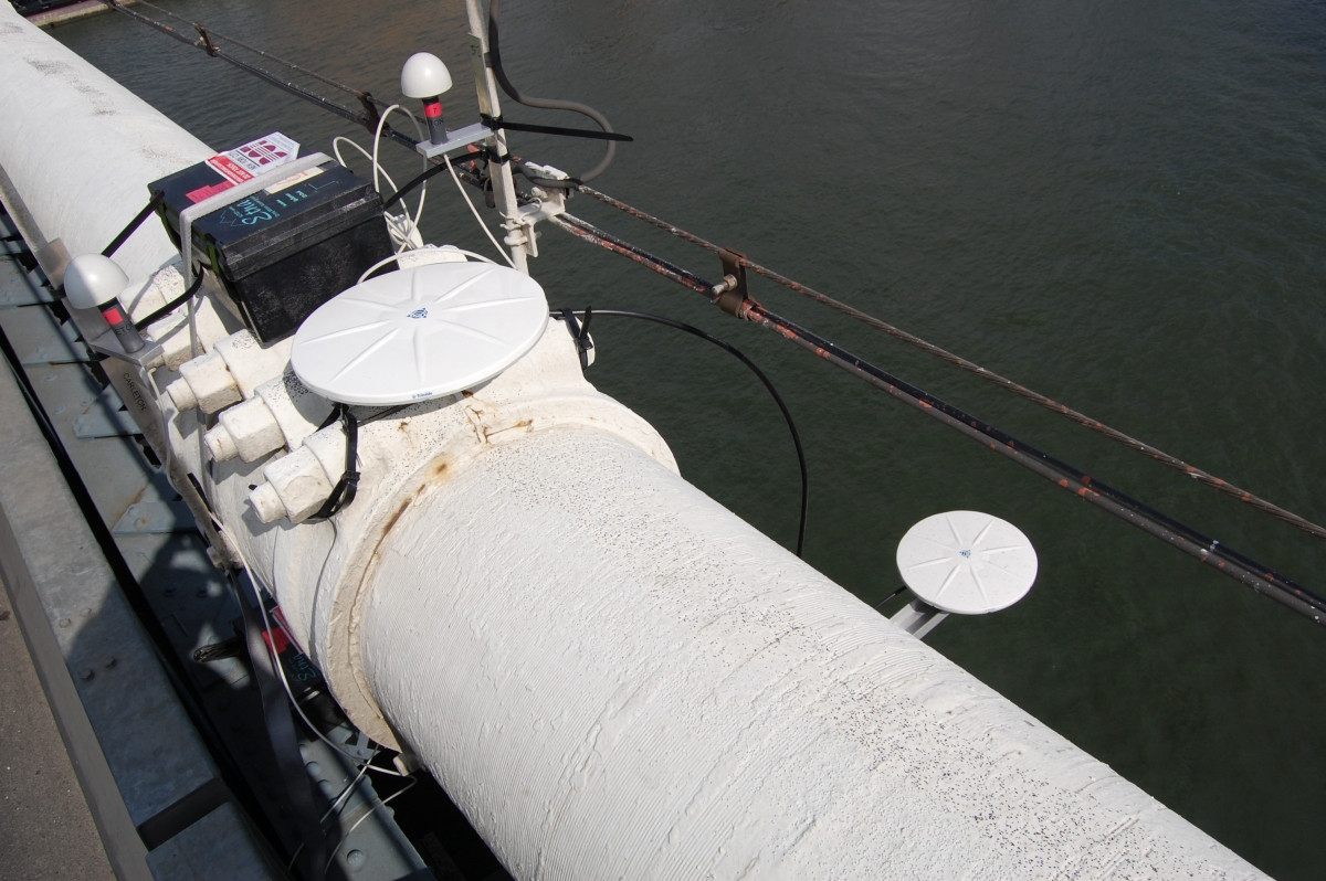 Weatherproof acceleration and differential GPS loggers deployed on the deck and cable of a suspension bridge