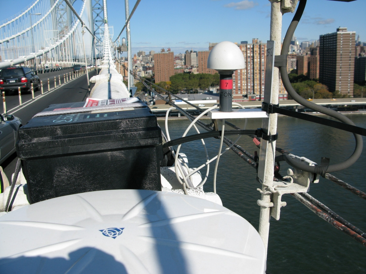 Weatherproof GPS-synchronized acceleration loggers deployed on a bridge abutment